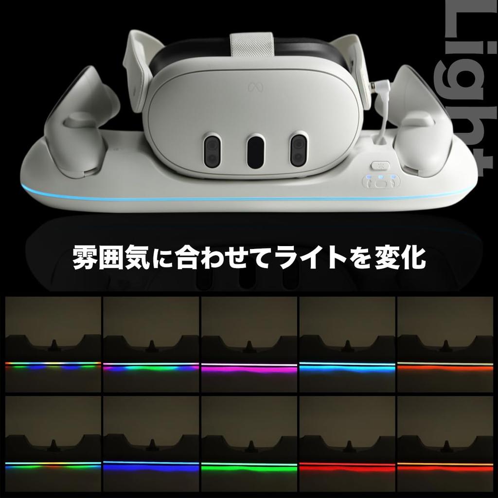 [Compatible with All Meta Quest Series] Multi-VR Charging Stand Meta Quest Desktop Dock Accessory (Type-C Fast Charging with LED Light)