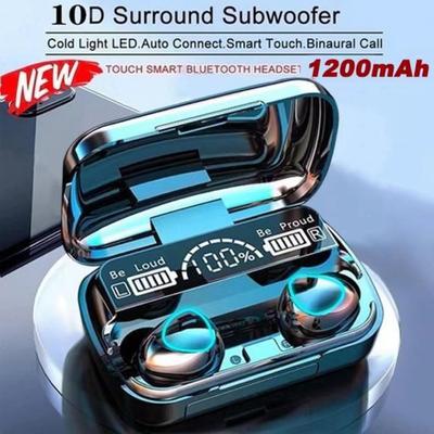 TWS Trådlösa Hörlurar Hörlurar 1200mAh Laddbox Bluetooth-kompatibla stereohörlurar Headset med mikrofon