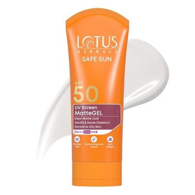 Lotus Herbals Sonnencreme für Frauen & Männer | Safe Sun UV Screen Mattes Gel Sonnencreme LSF 50 & PA+++ | UVA- & UVB-Schutz | 100g