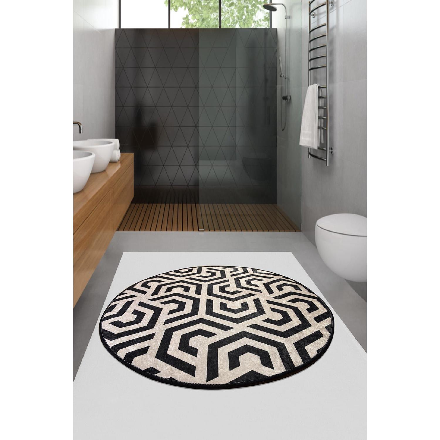 

Line Djt Diameter 100 Cm Bathroom Rug Washable, Non-slip Base чистый