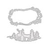 Oval Frame Christmas Deer Metal Silvery Stencil Embossing Cutting Dies For Diy Scrapbooking Paper Album Cards Making