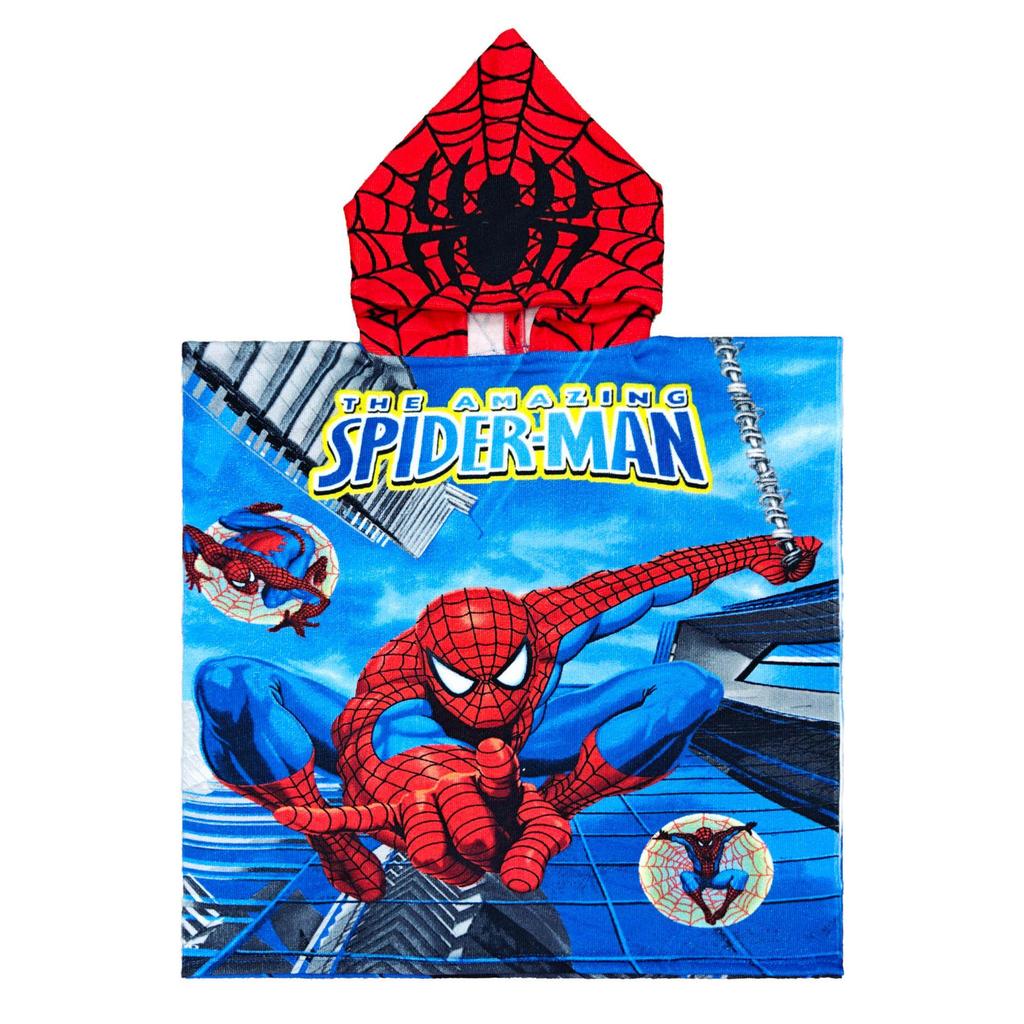 Ultra-Fine Fiber Cartoon Print Kids' Hooded Bath Towel Poncho