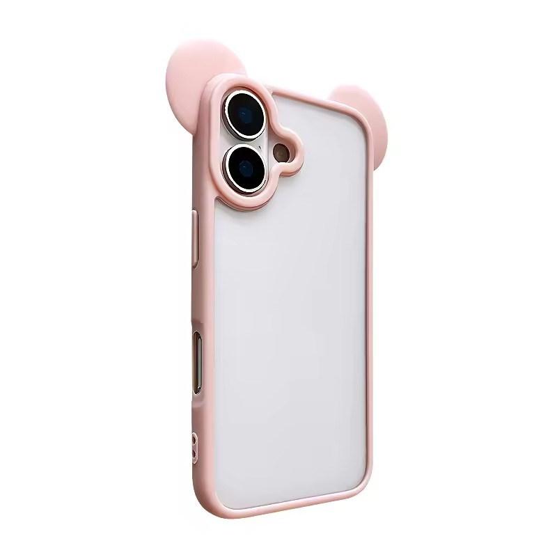 Cute 3D Animal Ears Acrylic Clear Phone Case For iPhone 17 Air 16 15 14 Plus 13 12 Pro Max Transparent Back Cover