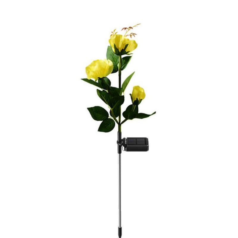 Lámpara Solar de rosa roja para exteriores, luz LED de flores artificiales impermeable para patio, paisaje, decoración de jardín