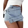 American Girl Spicy High-Waisted Irregular Denim Skirt Shorts, Slimming Fashionable Design