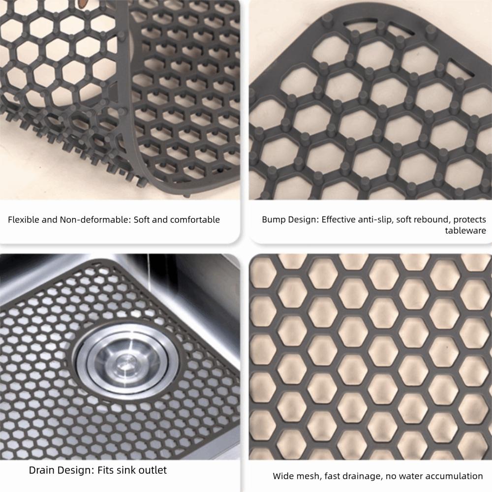 Silicone Kitchen Sink Mat Hollow Countertop Mat Household Drain Pad  Desktop