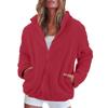 Women's Solid Color Fashionable Winter Loose High Neck Long Fleece Plush Warm Zipper Jacket