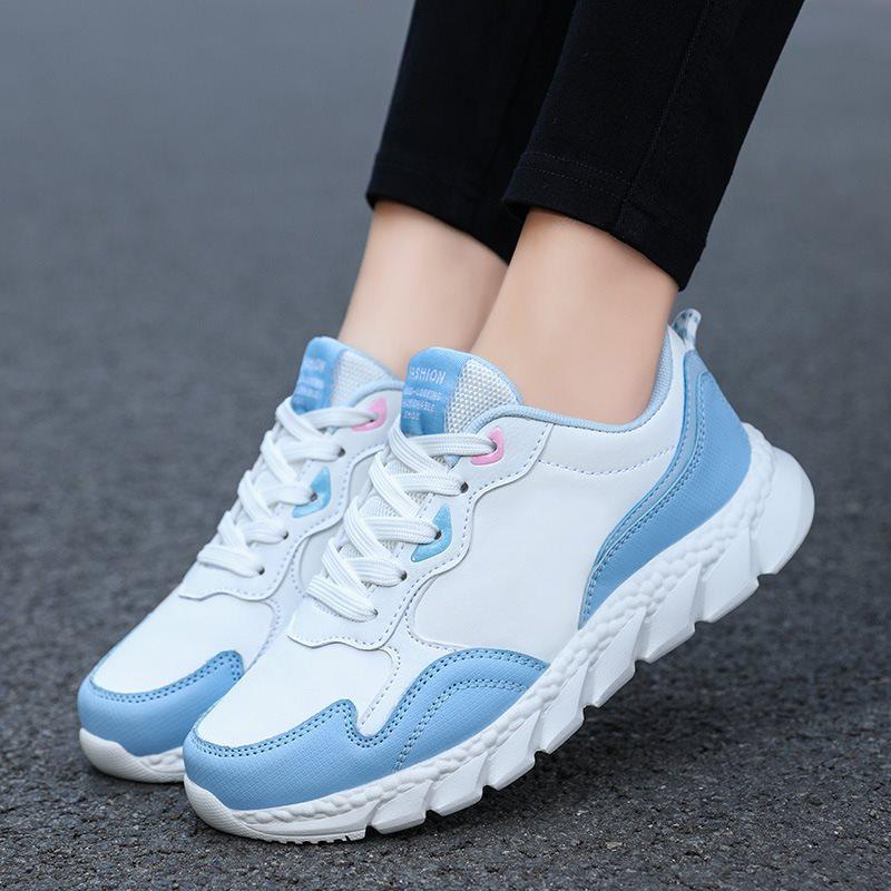 Spring Leather Waterproof Running Shoes for Women Shock-absorbing Ultra Light Versatile Moonlight Flat Sports Shoes for Women