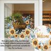 Spring Flower Wreath Window Cling Tulip/Sunflower/Rose Flower Static PVC Sticker Removable Glass Decals for Home Office Shop