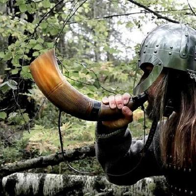 Corno de Guerra Viking - 45,72 Cm Chifre de Boi Genuíno Trombeta de Batalha Premium Gravado à Mão