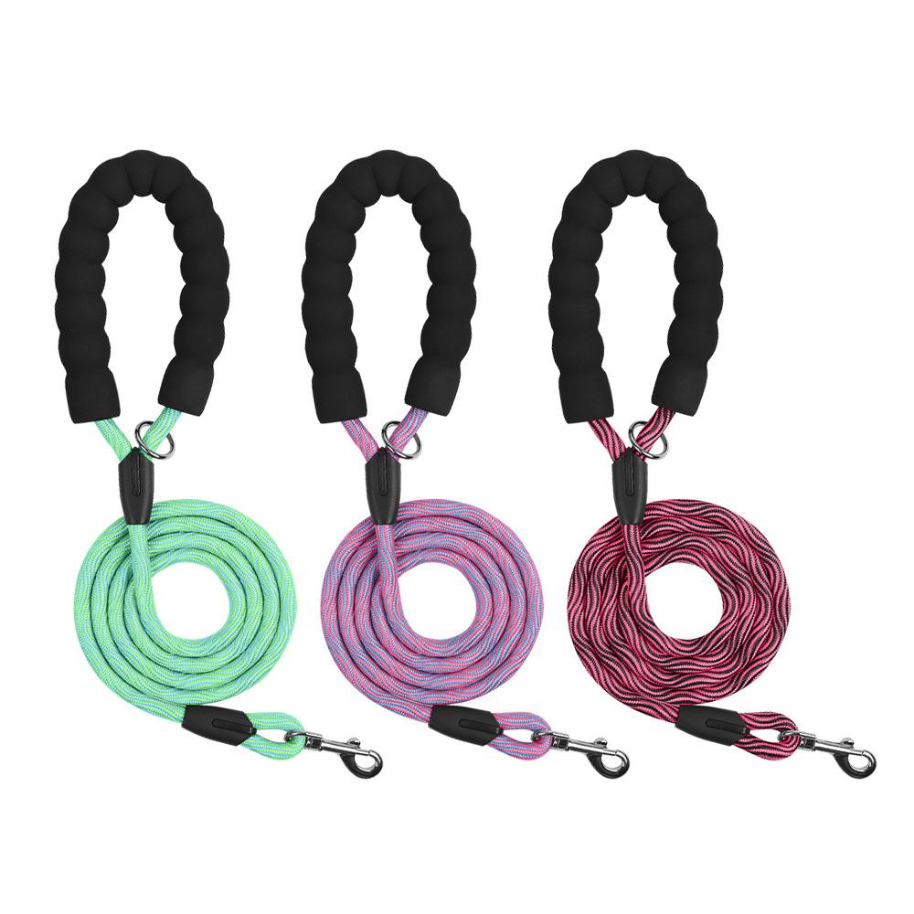 Dog leash colorful nylon reflective round rope large dog explosion-proof p rope dog leash medium and large dog leash