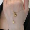 Titanium Steel Rabbit & Carrot Pull-Out Necklace for Women - Minimalist & Elegant Design