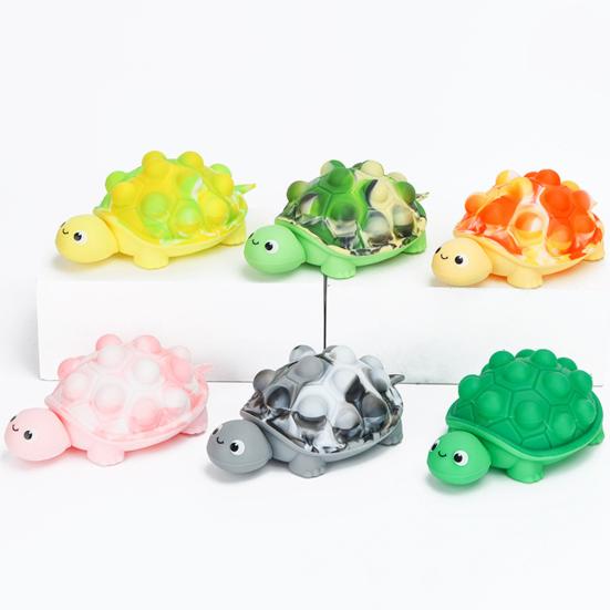 Bubble Shell Turtle Stress Ball Silicone Stress Relieving Tortoise Squeeze Sensory Toy Animal Shape Hand Therapy Exercise Fidget Toy
