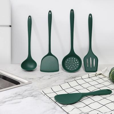 Juego de 1 / 5 piezas de utensilios de cocina de silicona, espátula, cuchara para sopa, espátula, resistente a altas temperaturas, juego de herramientas para cocinar y hornear en el hogar