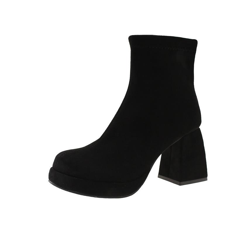 Retro Suede Short Boots Women's Autumn 2025 New Fashionable Versatile and Thin Thick Heels Fried Street Thin Boots Women's Trend