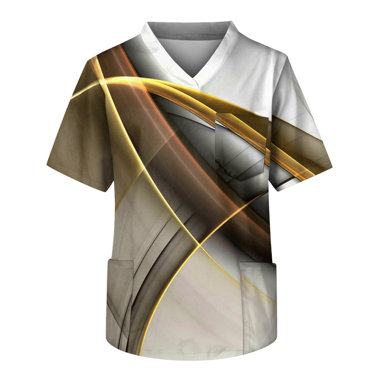 

Мужские топы с короткими рукавами и v-образным вырезом с принтом, рабочая блузка с карманами XXL