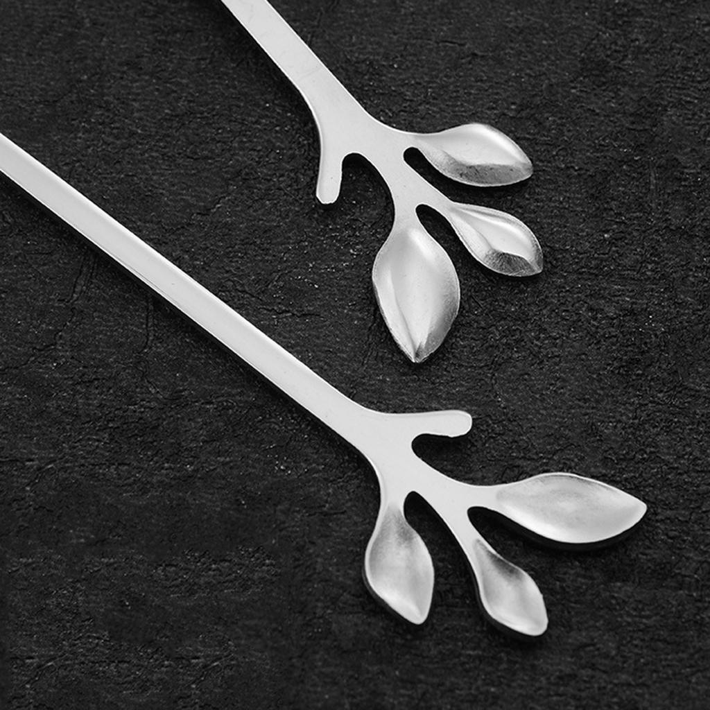 6pcs Leaves scoop ice cream dessert spoon creative contracted stainless steel