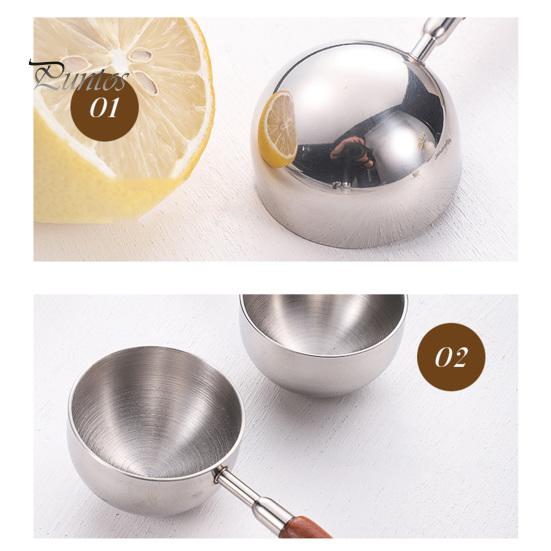 Light Wood Handle Spoon Measuring with Handle, Stainless Steel Baking Scoop, Coffee Corrosion Resistant Scoop Bean Milk Powder Teaspoon for