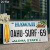 D Flat Hawaiian Surf Theme D Flat Metal Decorative Plate Pc Xcm Square Vintage Decorative Only Suitable for Home