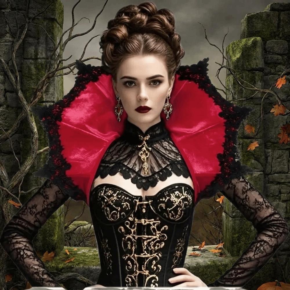 Cloth Victorian Stand Up Collar Gothic Medieval Design Queen Cosplay Cloak Renaissance Cape Halloween Costume Accessories