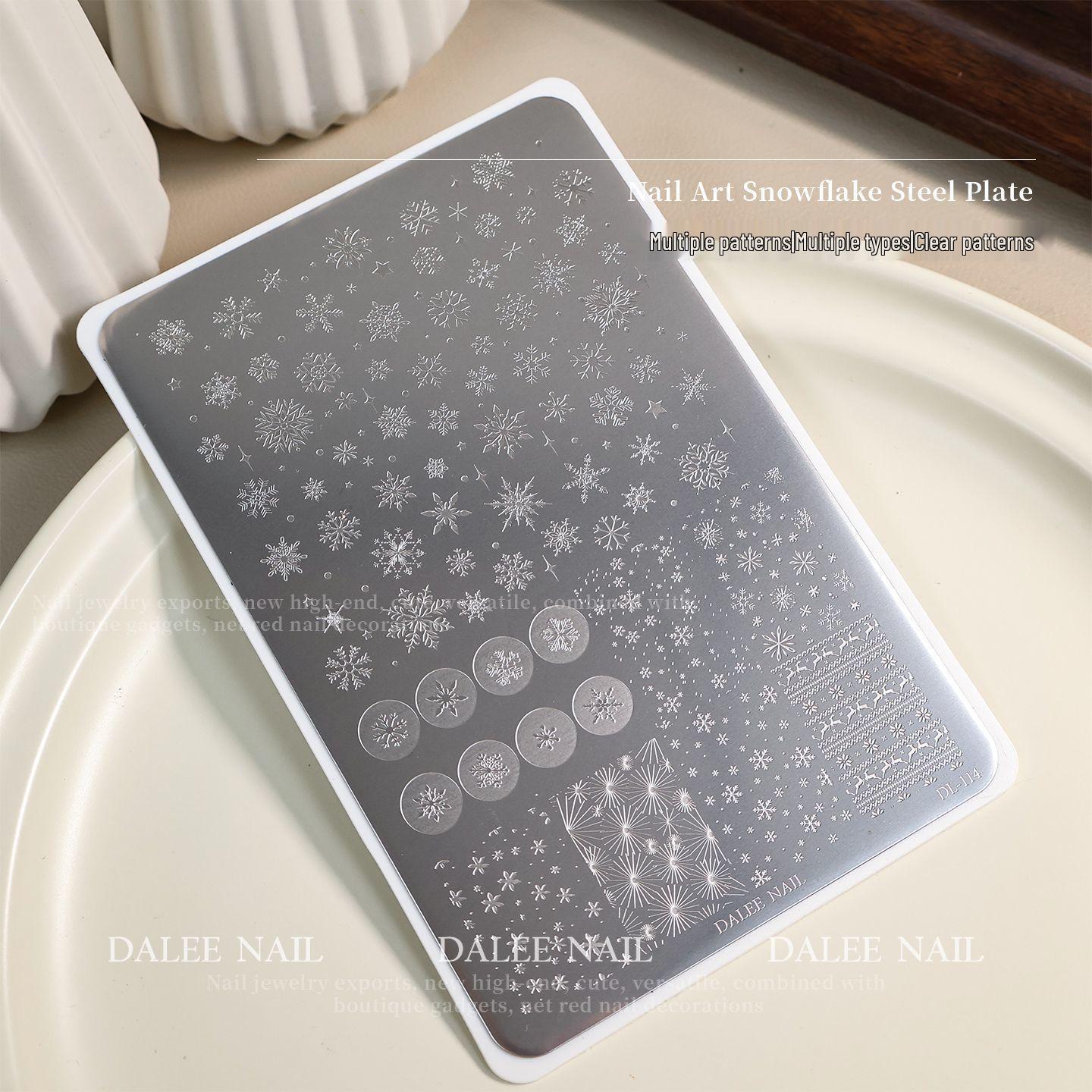 Snowflake Plaid Christmas Nail Art Stamping Plate Template 1 piece