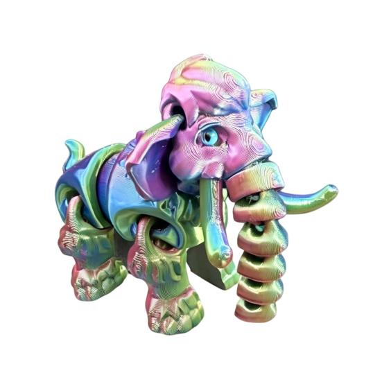 3D-gedruckte Mammutfigur, Elefanten-Ornament mit beweglichen Gelenken, Tier-Fidget-Spielzeug zur Stressbewältigung für Kinder, Dekoration für Zuhause und Büro