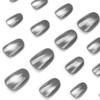 Cat Eye Grey Press-on Nail with Glitter Smooth Edge Resin Reusable Artificial Nail for Lady Beauty Nail Makeup