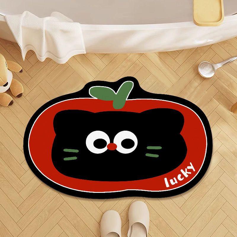 Cute cartoon diatom bathroom floor mat non-slip water absorption quick drying household toilet toilet door foot pad carpet