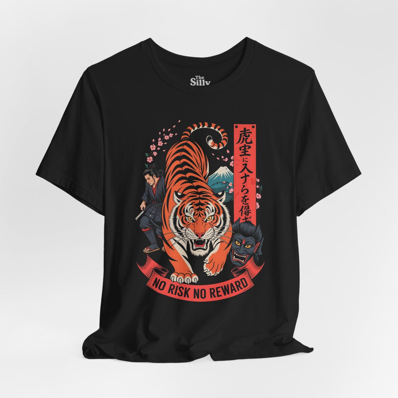 No Risk No Reward Tiger T Shirt, Japanese Style Tiger Tee, Samurai Aesthetic Graphic Shirt, Unisex Streetwear Gift 3XL
