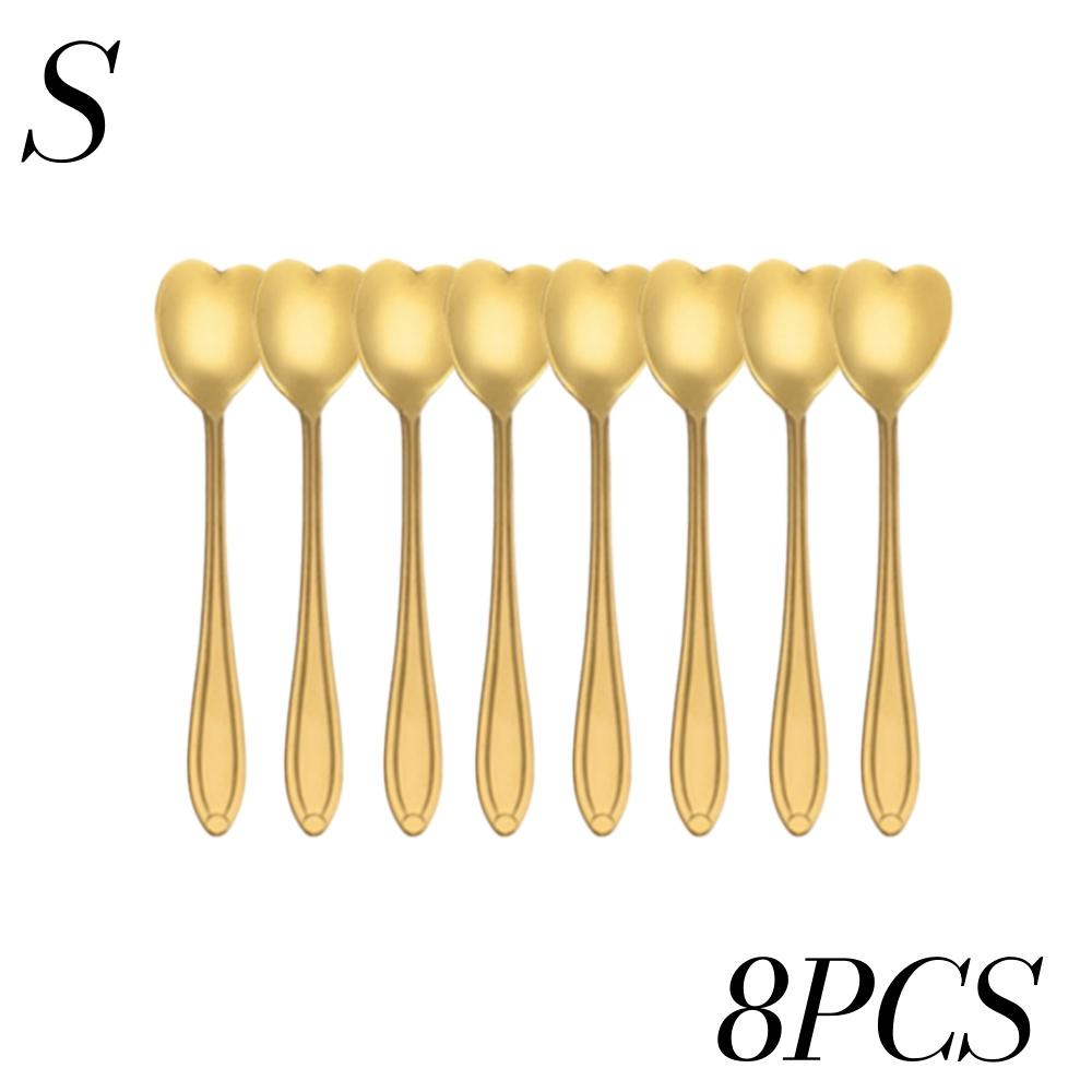 8/16pcs Heart-shaped Dessert Coffee Spoon Set Stainless Steel Mixing Spoons Spoon for  Home Restaurant Kitchen Supplies Tools