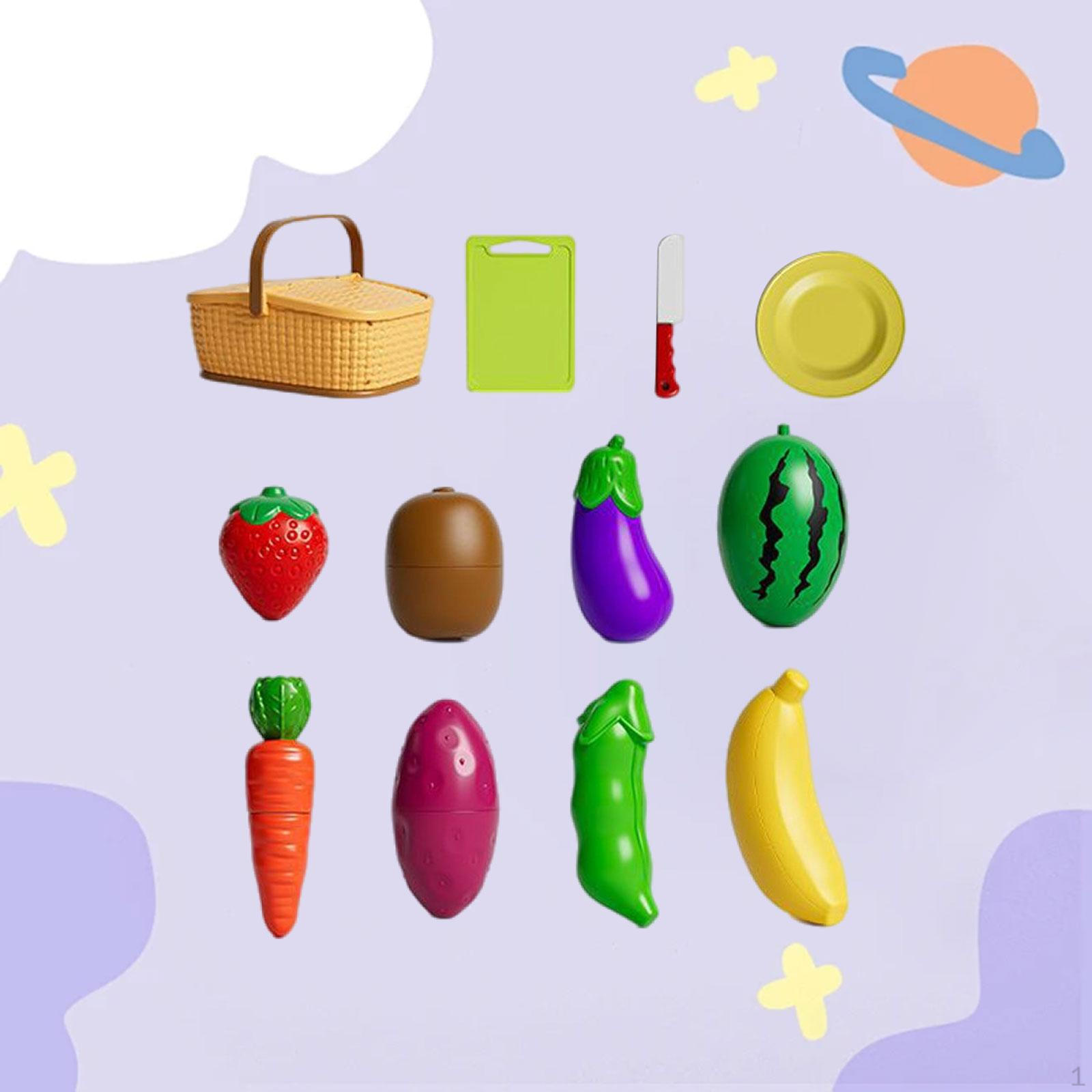 

Игрушечная кухня для резки фруктов и овощей, набор для ролевых игр с корзиной для хранения для детей 12Pcs