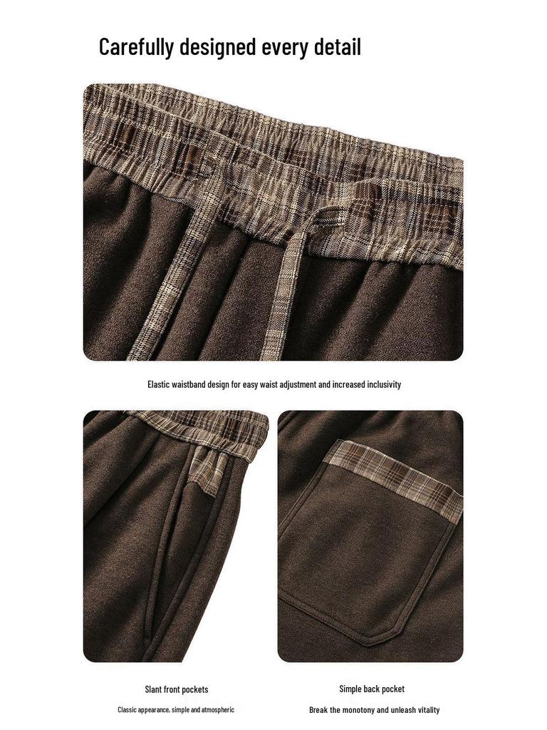 Męskie Nowe Ciepłe Wełniane Dzianinowe Spodnie Dresowe z Szerokimi Nogawkami - Grube, Wszechstronne, Casualowe Spodnie High-Street