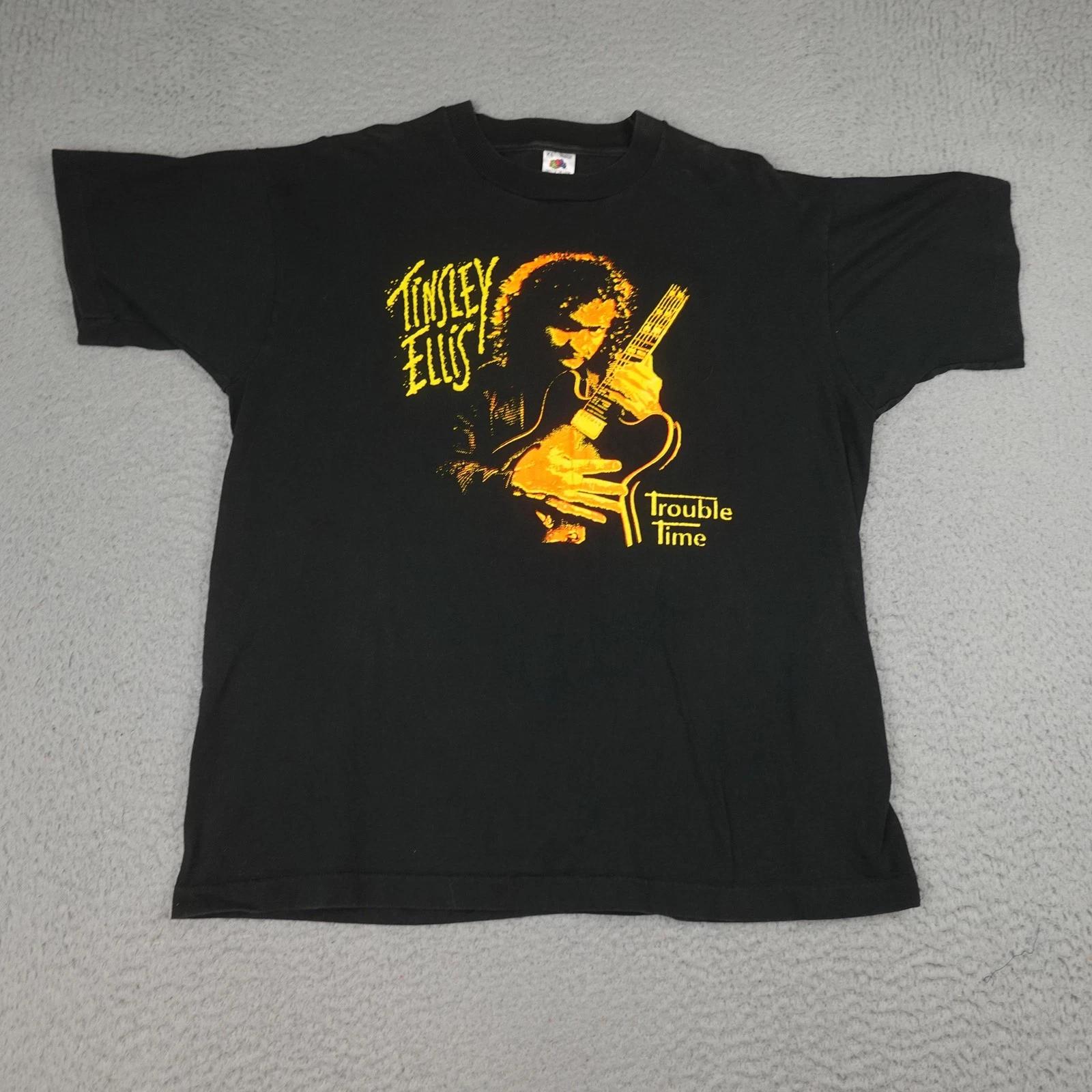 

Винтажная рубашка Tinsley Ellis Trouble Time Мужская XL Черная Fruit Of The Loom 90-е США M