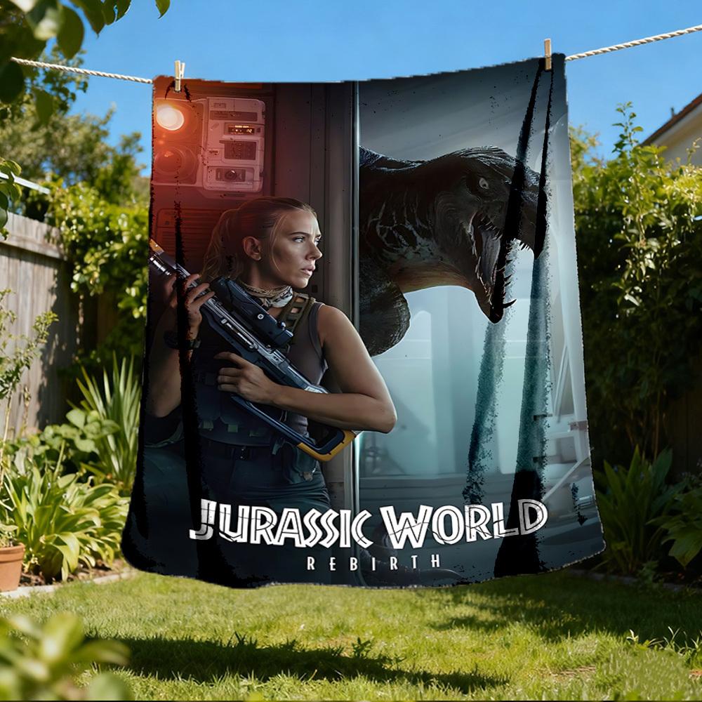 1pc Jurassic World Outdoor Flannel Blanket, Cozy & Warm Soft Te Playful Design, Napping Camping,