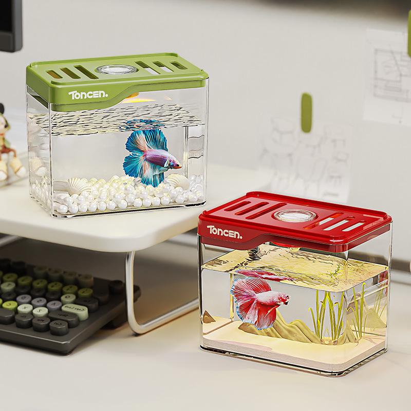 Seven-Color HD Ecological Desktop Aquarium - Creative Transparent Fish Tank for Home Decor