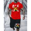 New Summer Daily Casual Men's T-shirt Outdoor Sports Men's Shorts One Love Monogram Printed Men's Short Sleeve Shorts Set