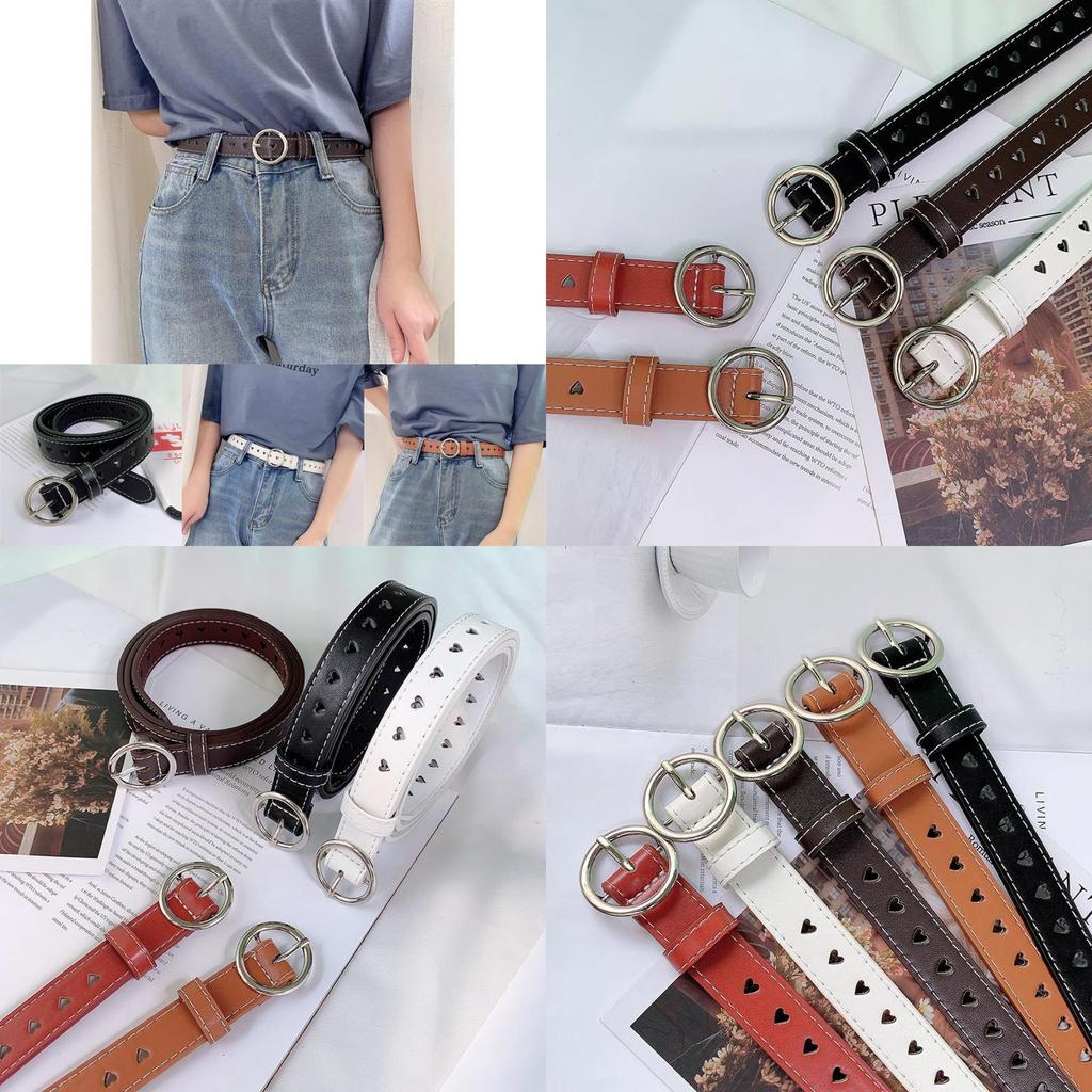 Elegant Minimalist Women's Pu Leather Belt Stylish Round Buckle Adjustable Fashion