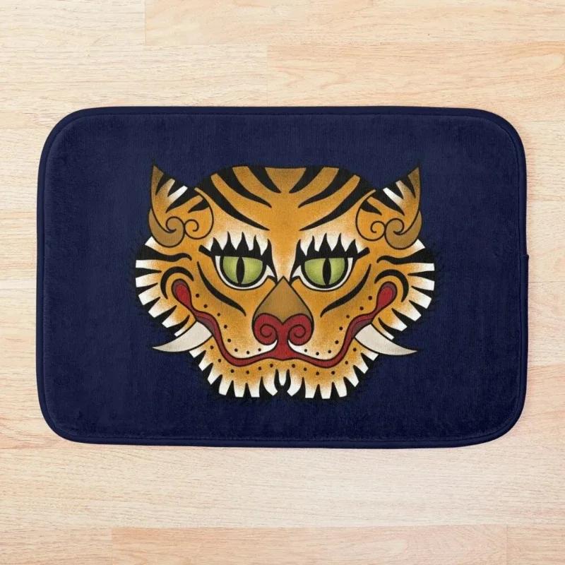 Tigerfell Grün Fußmatte Heimteppich Rutschfest Tierteppich Für Badezimmer Küche Flur Wohnzimmer Eingang Bodendekor Fußmatte