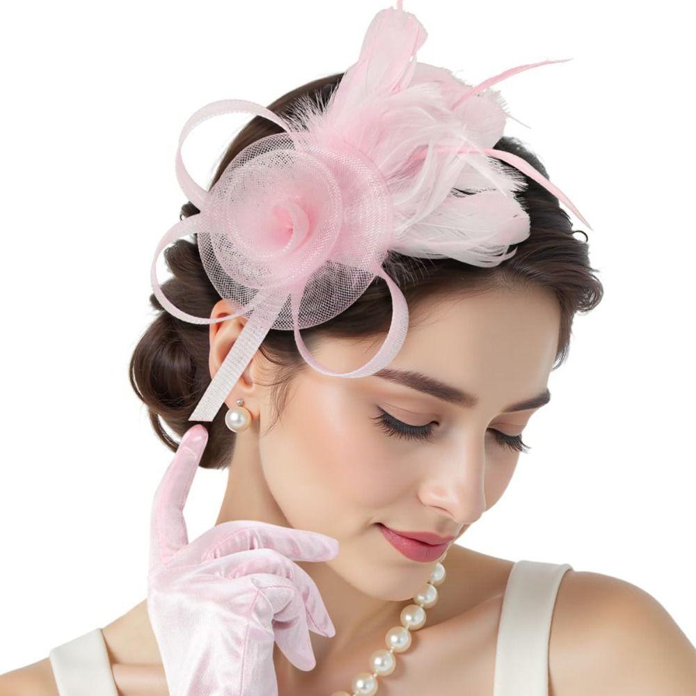 

Formal Dress Feathers Mesh Headband Retro Bridal Headband Fashion Wedding Handband Party