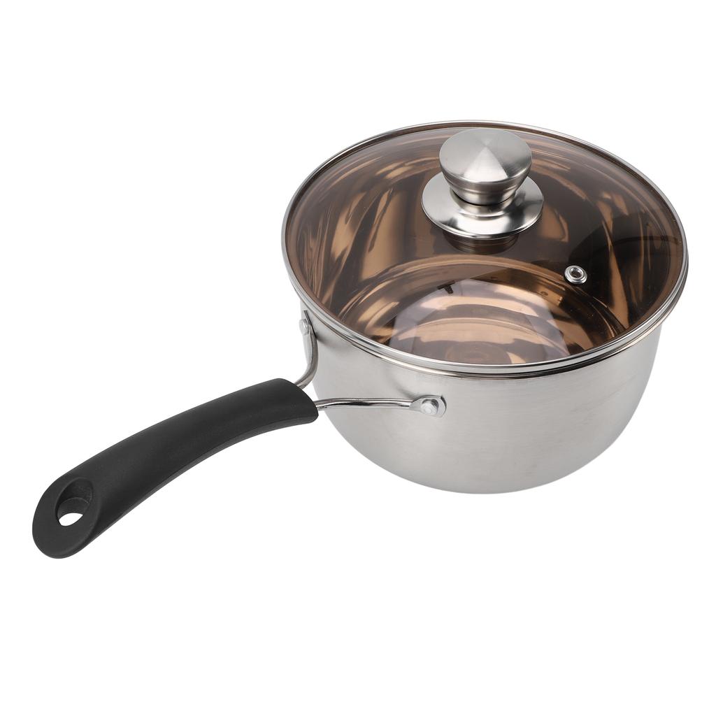 Milk Pot for Stove Top Stainless Steel with Lid Single Handle Saucepan Household Kitchen Utensils