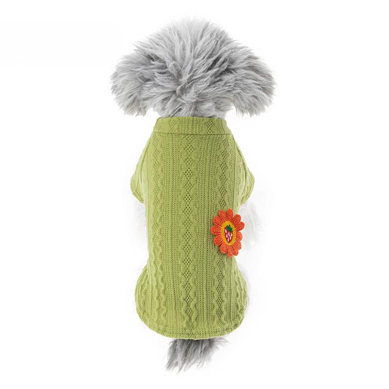 New Winter Woven Thickened Vest Cute Sunflower Cat Puppy Pet Clothes