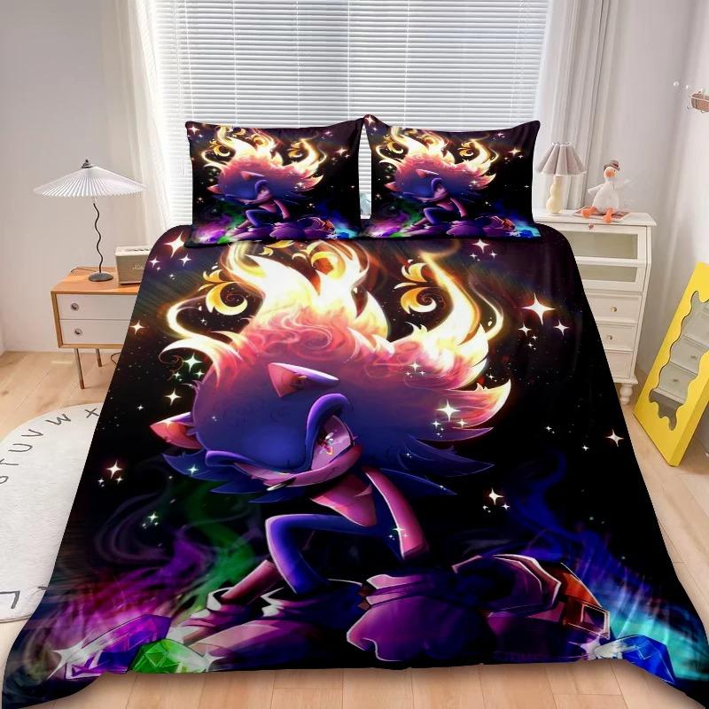 Sonic 2/3pcs Duvet Cover Cartoon Cool Bedding Set Comforter Cover for Children Gifts Queen King Bedroom Decor