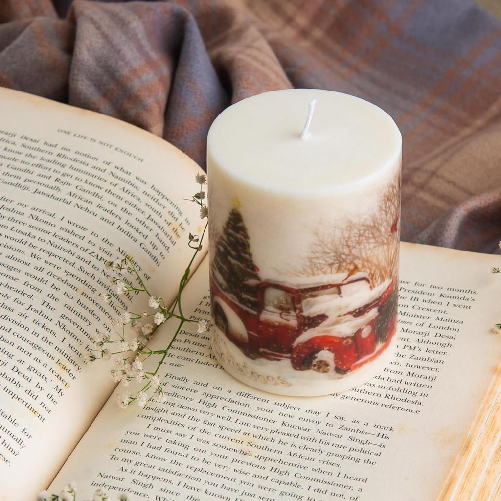 Scented Pillar Candle For Home Decor & Christmas Magnolia | Set Of 1 3X4 Inch Designer Soy Wax 390Gm Fragrance Candles Valentine Day Gifting