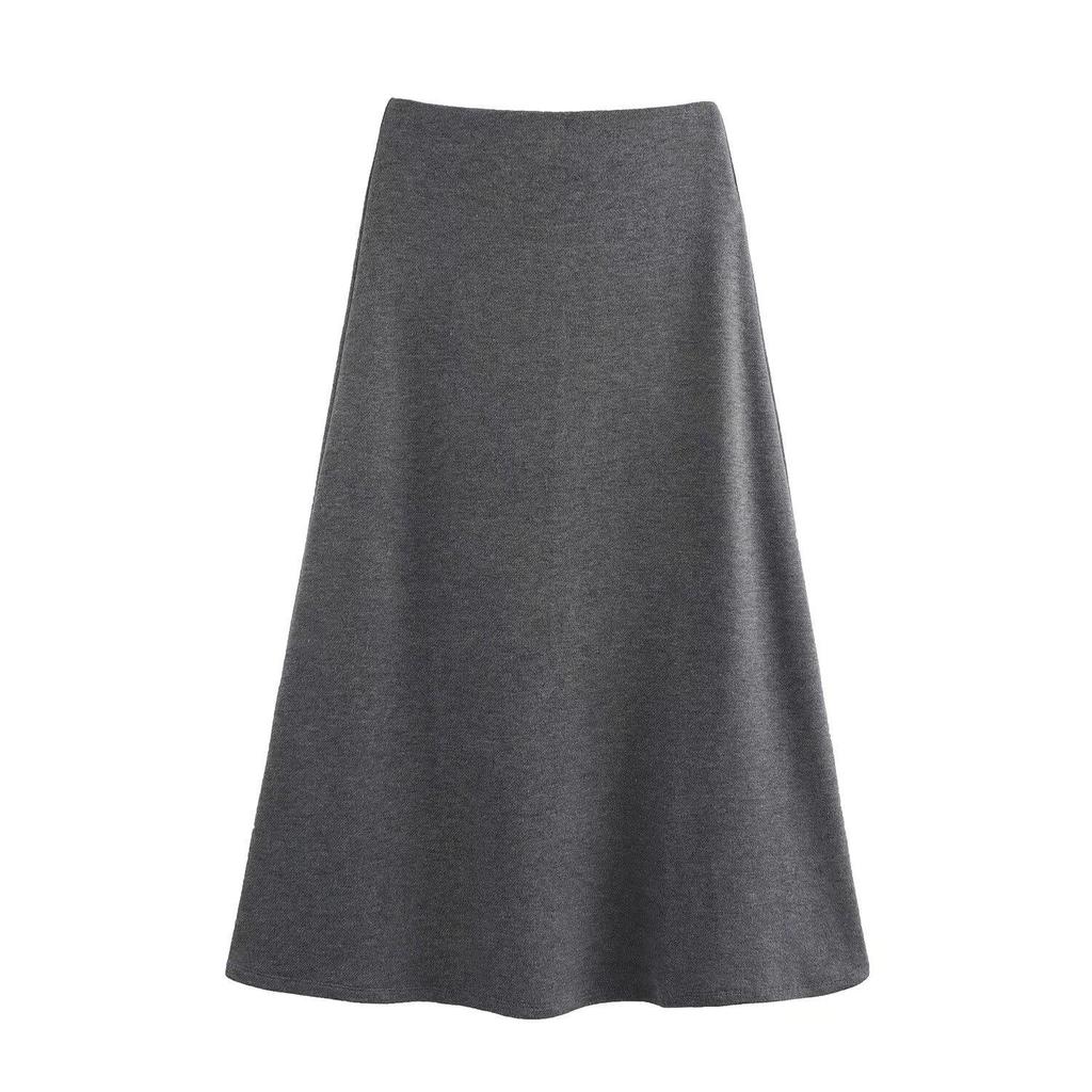 Women's Round Neck Knitted Top + A-Line Skirt Set