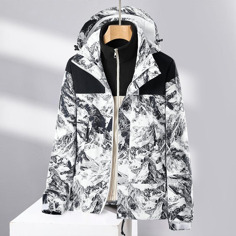 Winter Three-in-one Jacket for Women Two-piece Collection Thickened and Velvet Removable Liner Mountaineering Jacket Wind Resistant Jacket