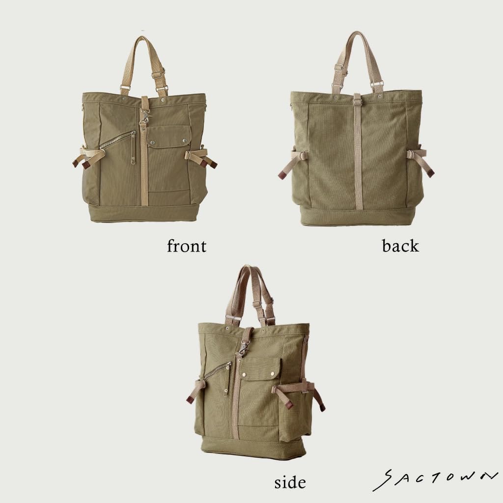 Canvas Tote Bag by Hanpu Kobo Tote Bag for Men and A4 Large Adjustable Canvas CONTROL II Series 3X01 Khaki [Vertical Women, Size, Capacity, Tote]