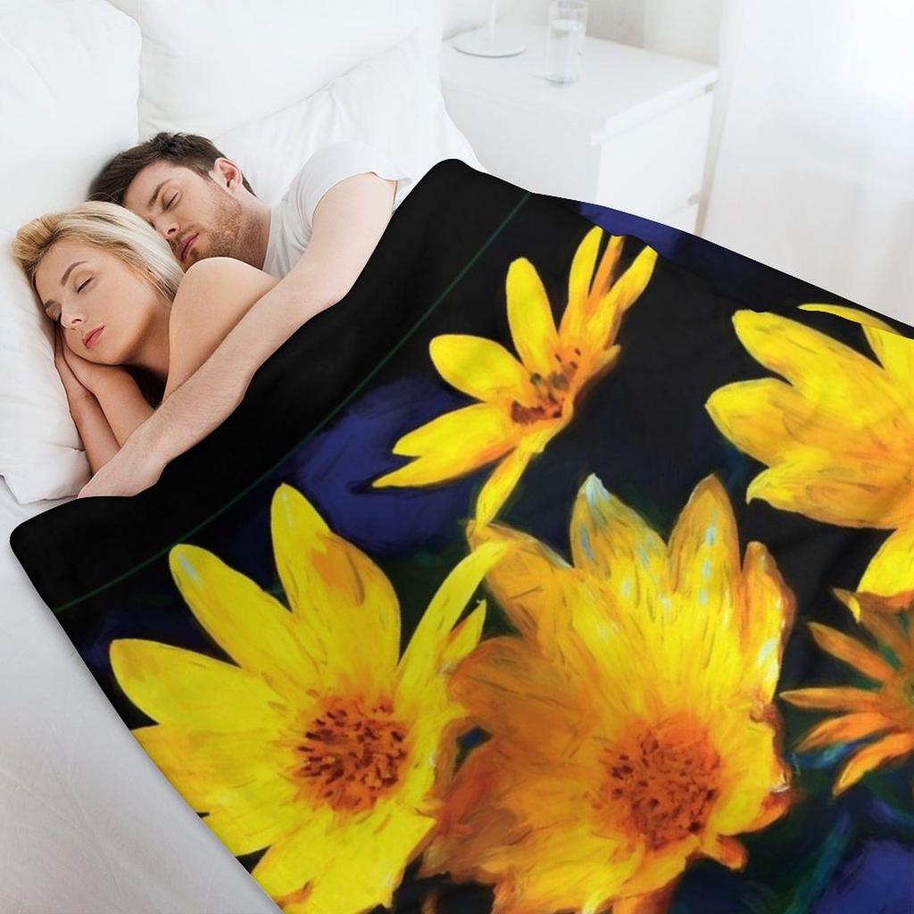 Wild Sunflower Bouquet, Painterly Impression In Rich Soothing Tones Throw Blanket Sofa Anime Christmas Decoration Blankets