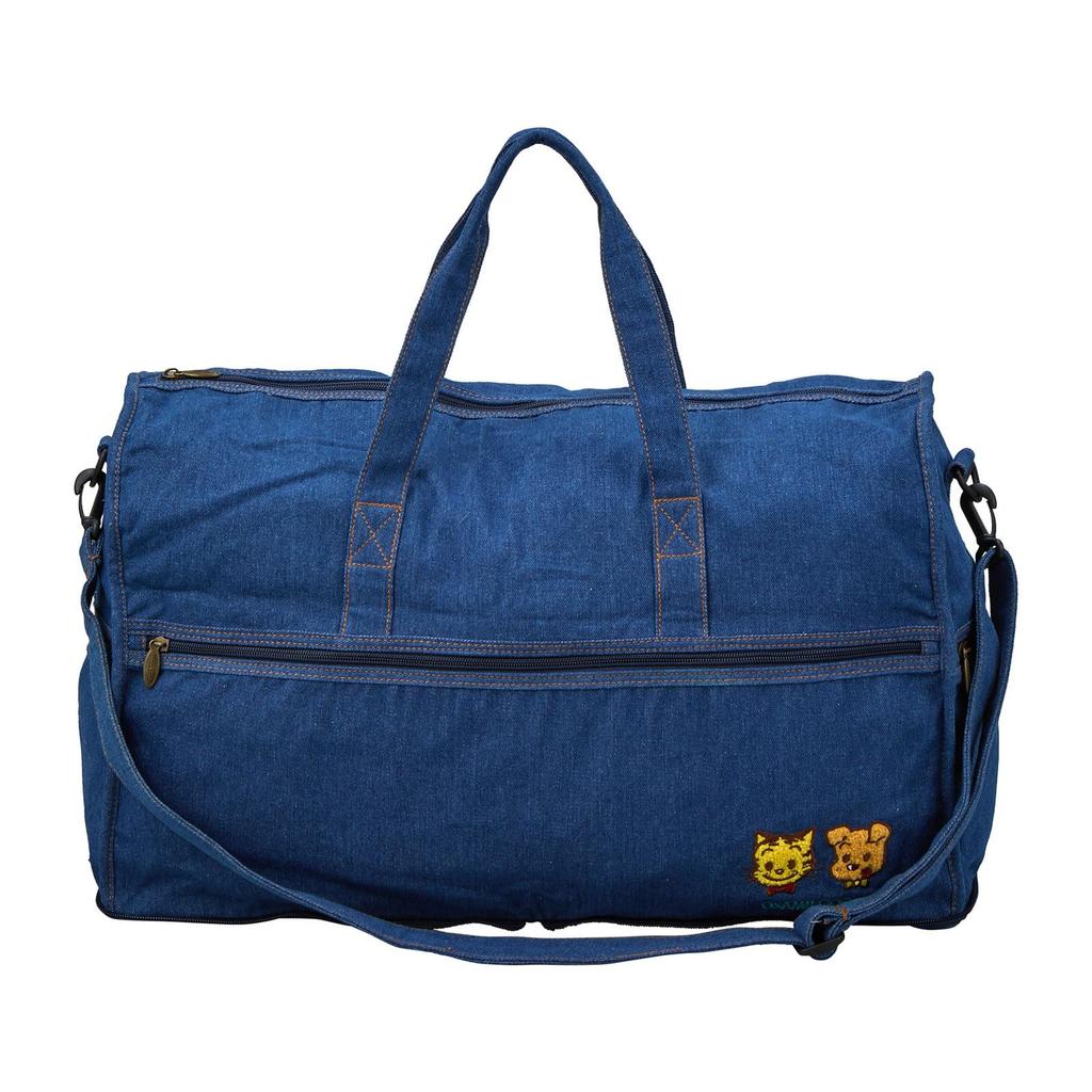 [Sifre] Foldable Boston Bag, Large, 38L Capacity, Denim, Suitcase Carry-On, Shoulder Strap Included, For 1-3 Nights, Osamu Goods OG20. Denim Cat & Dog