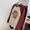 Extra-large Vintage Shoulder Sleeve Printed Long-sleeved T-shirt for Men and Women, Autumn Casual Round-neck Top