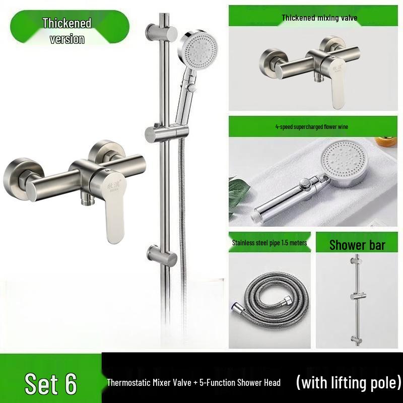 TLXT Stainless Steel Shower Faucet & Mixer with Pressurized Shower Head Set